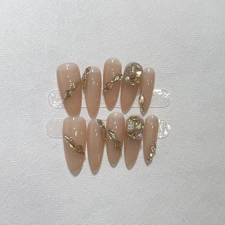 The real shot is purely handmade, wearing nail pieces, handmade pure desire, super fairy nude color, ice brown, flash champagne, diamond nail pieces are removable.