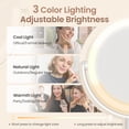 thumbnail image 2 of Ouwald Makeup Mirror with Lights, 8 Inch Lighted Makeup Mirror with 10X Magnification, Rechargeable 3 Colors LED Light Brightness Adjustable Vanity Mirror, 360°Rotation Double Sided Make up Mirror, 2 of 9