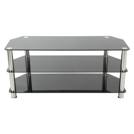 AVF TV Stand for up to 50" TVs, Black Glass, Chrome Legs