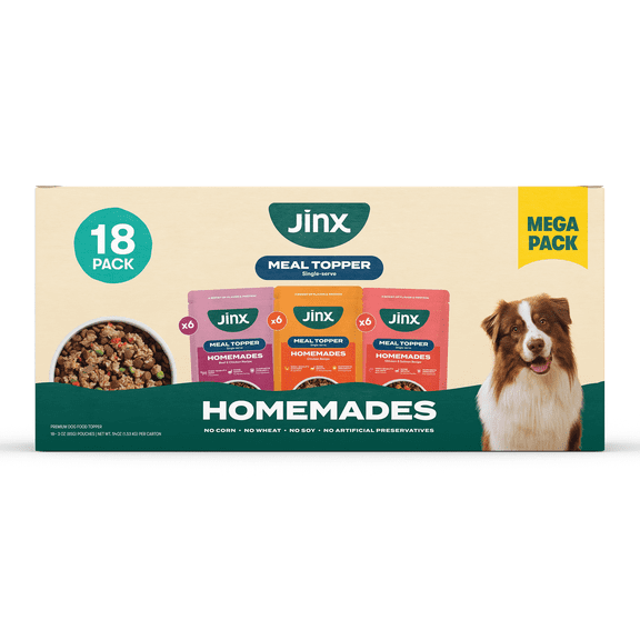 Jinx Homemades Single Serve Value Pack Wet Natural Dog Food, Grain-Free, 3 oz Variety Pack 18ct Pouch