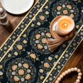 thumbnail image 4 of Boho Floral Black Table Runner 108 Inches Long, Geometric Ethnic Tribe Cotton Linen Table Runners Dresser Scarves, Decorative Fabric Tabletop Scarf Furniture Cover for Home Dinner Party 13"x108", 4 of 9