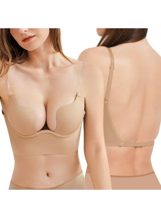 Low Back Bras for Women-Seamless Lightly Lined Invisible Backless  Bras-Multiway Convertible Open Back Halter Bras