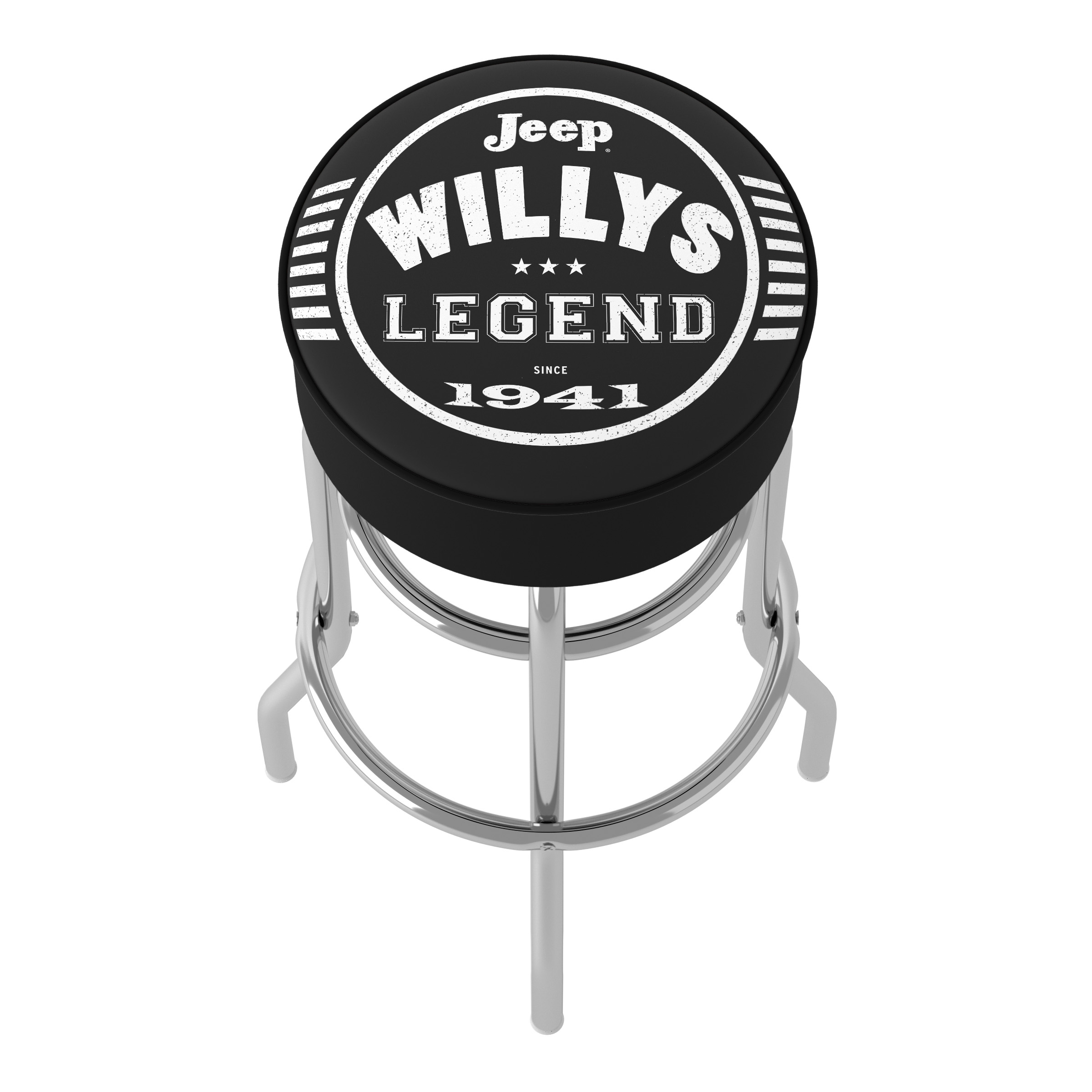 Trademark Gameroom Jeep Willys Legend Black Bar Stool with Padded Seat