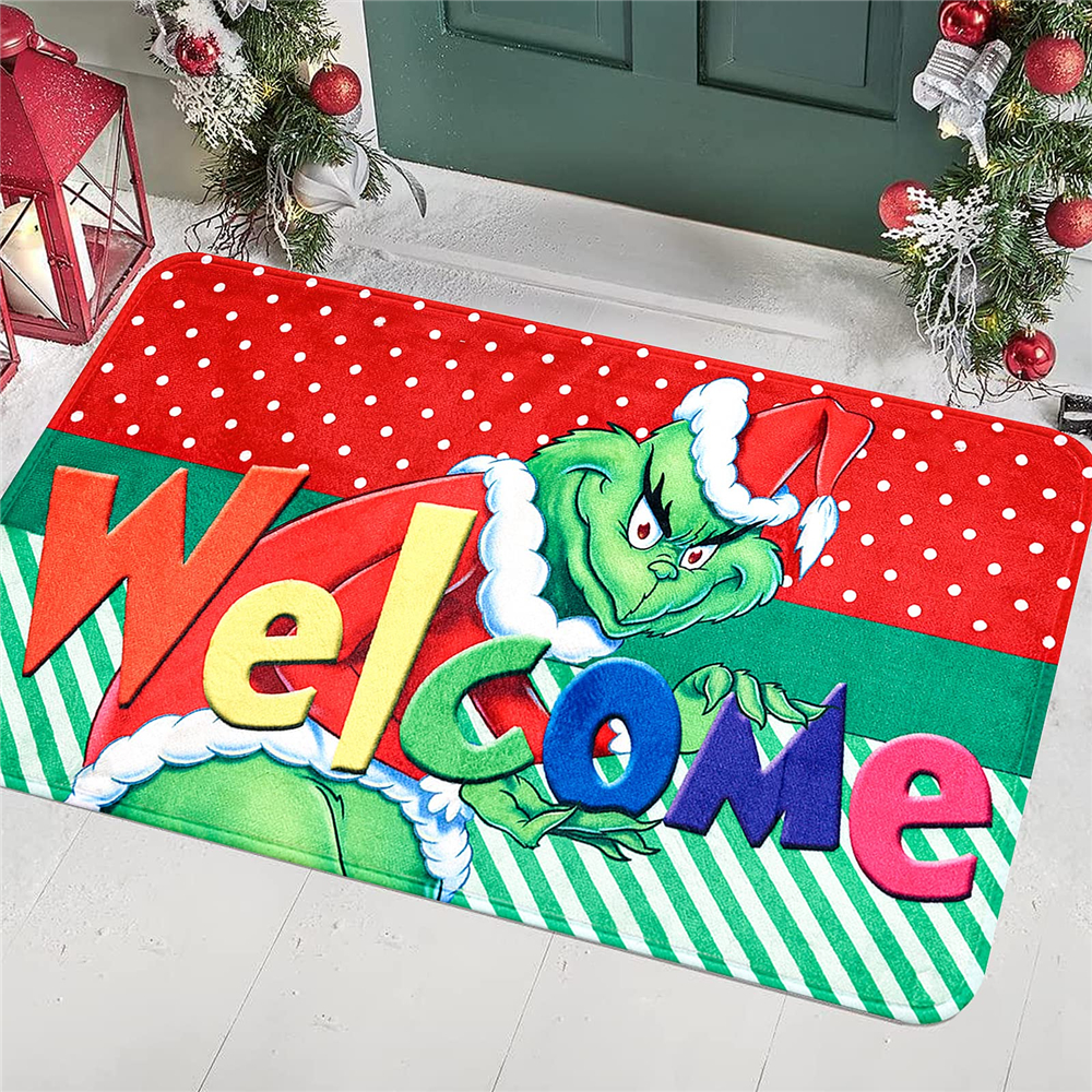 Christmas Decoration Door Mat Christmas Welcome Mat Non-Slip And Washable Winter  Door Mat Rubber Back Santa Snowflake Door Mat Indoor And Outdoor, 23.6X15.7  Inches 