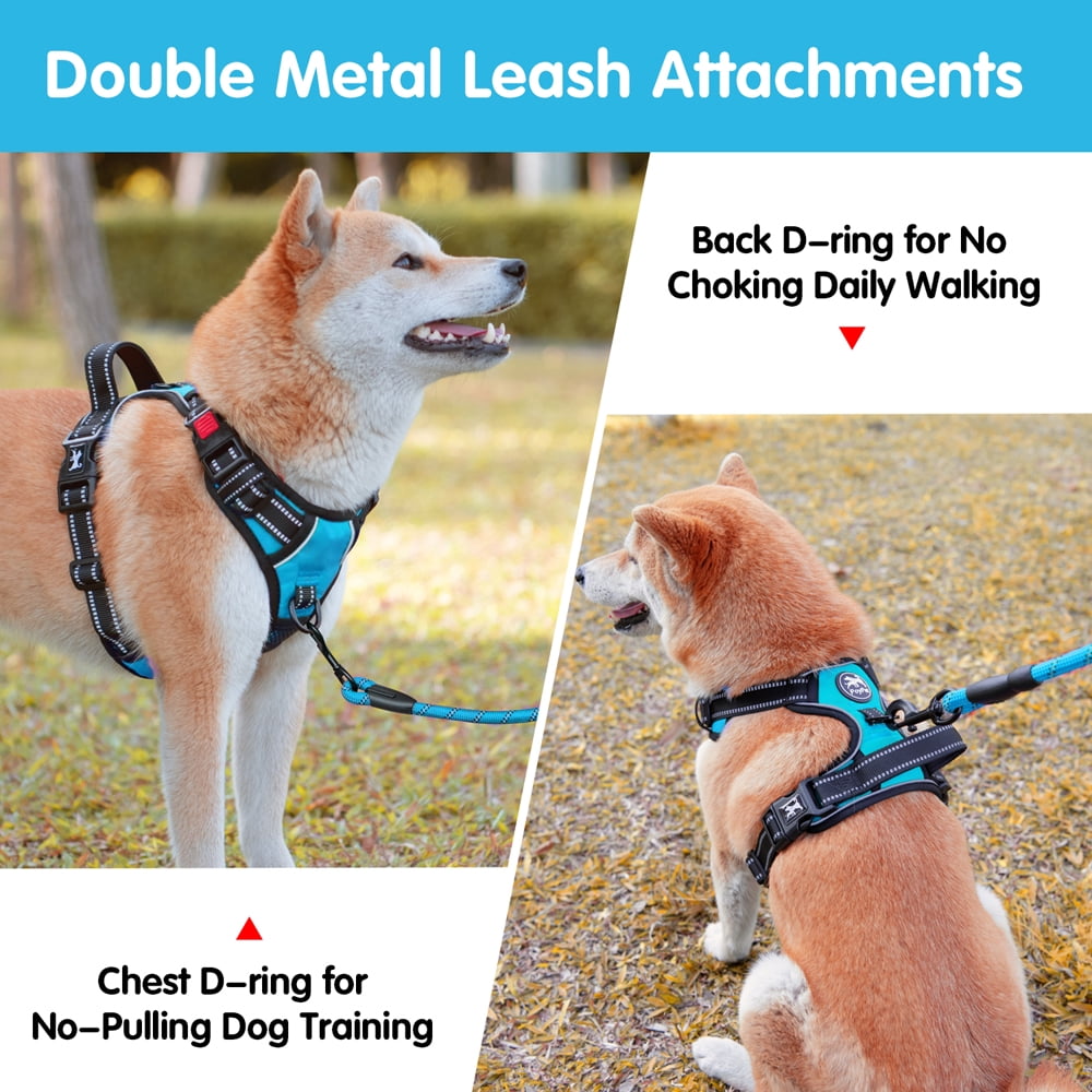 PoyPet Dog Harness and Leash Combo, Escape Proof No Pull Vest Harness, Reflective Adjustable Soft Padded Pet Harness with Handle for Small to Large Dogs