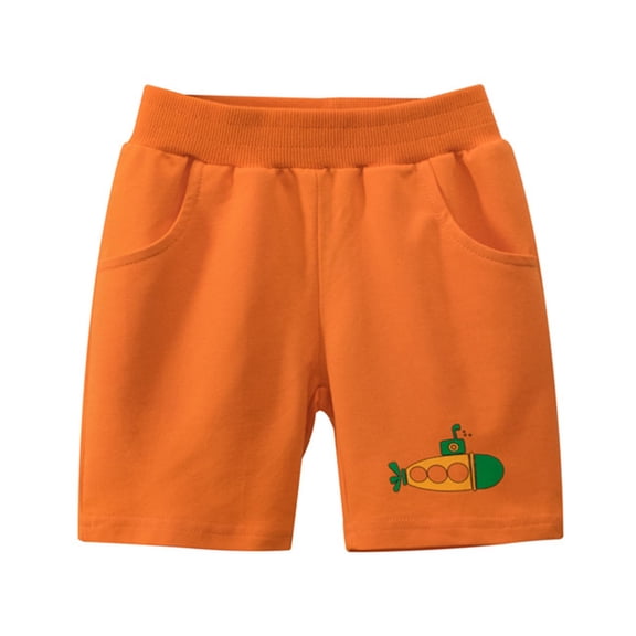 XIMIN Boys Shorts Toddler Kids Baby Boys Jogger Shorts Summer Soft Pure Cotton Casual Cartoon Short Active Running Pants with Pockets (3 Years, Orange)