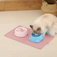thumbnail image 2 of Bcylexb Silicone Pet Feeding Mat, Raised Edge Dog Bowl Mat for Food Spillage, Heat Insulation and Easy Clean Cat Food Mat (15.7" x 9.4", Pink), 2 of 6