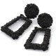 thumbnail image 2 of 1 par de pendientes geométricos metálicos colgantes, hermosos, glamorosos y elegantes, clásicos (negro), 2 of 4
