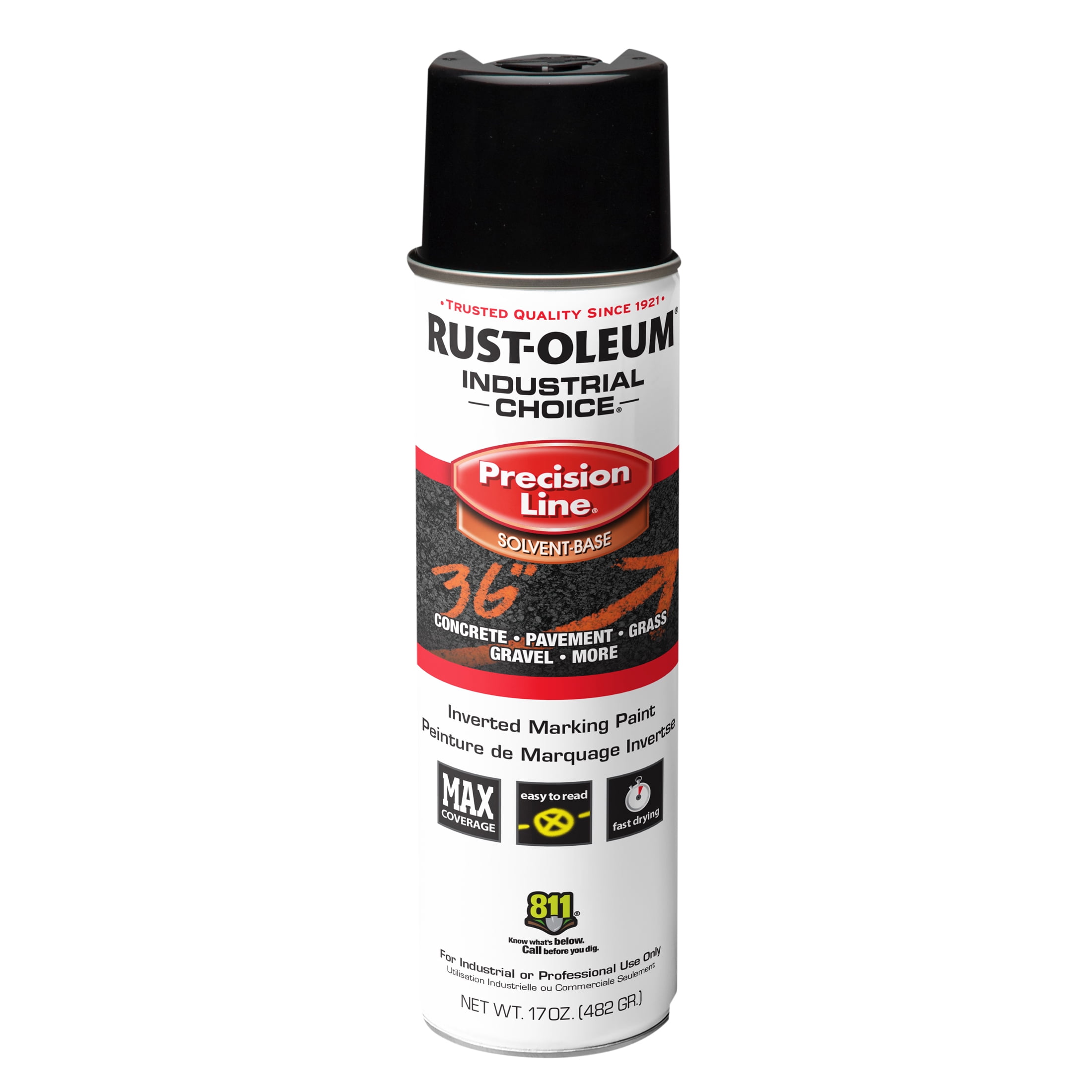 12 Pack, Black, Rust-Oleum Precision Line Marking Flat Spray Paint- 17 oz