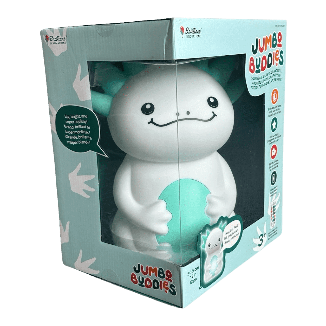 Jumbo Buddies 12" Squeezable Lamp Color Changing Kid Night Light - Axolotl