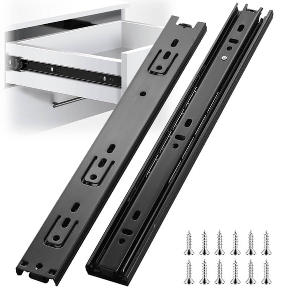 14 Inch Soft Close Drawer Slides 1 Pairs (2pcs), Heavy Duty Full Extension Ball Bearing with Mounting Screws, Side Mount Drawer Rails for Dresser, Cabinet, Kitchen 100 LB Capacity(Black 14in)