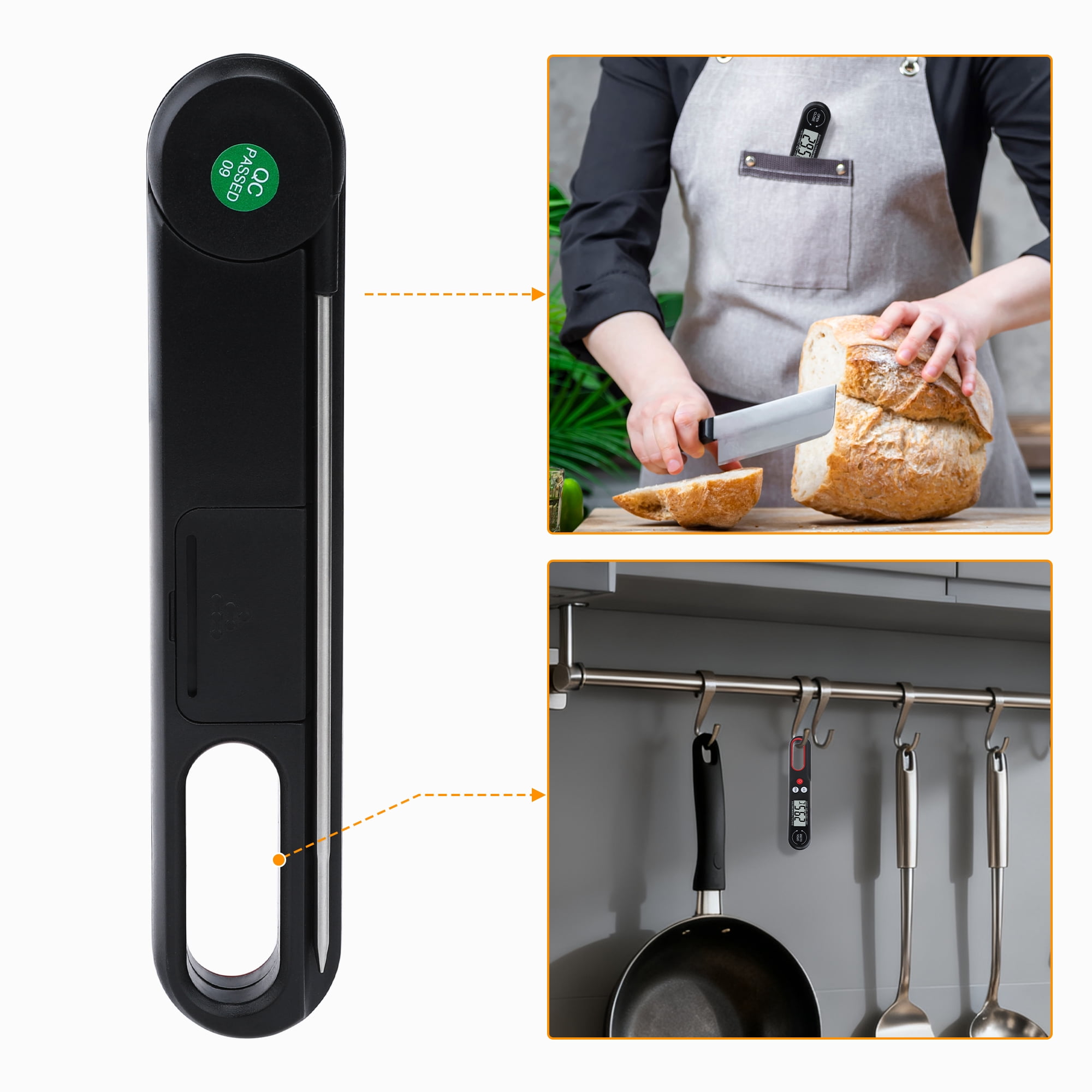 Unique Bargains Digital Meat Thermometer Instant Read Cooking Thermometer Black 10.7 Inch