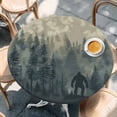 thumbnail image 3 of Dark Green Forest Table Cloth, Round Fitted Tablecloths with Elastic Edge, Farmhouse Animals Rustic Wipeable Waterproof Table Cover for Kitchen Wedding 55-60 Inches, 3 of 4