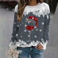 thumbnail image 2 of Fgnfyis Chandails en Molleton de Sport Décontractés à Manches Longues Raglan Col Rond Imprimé Flocon de Neige Rouge de Noël pour Femmes Doublé Gris Foncé L, 2 of 4