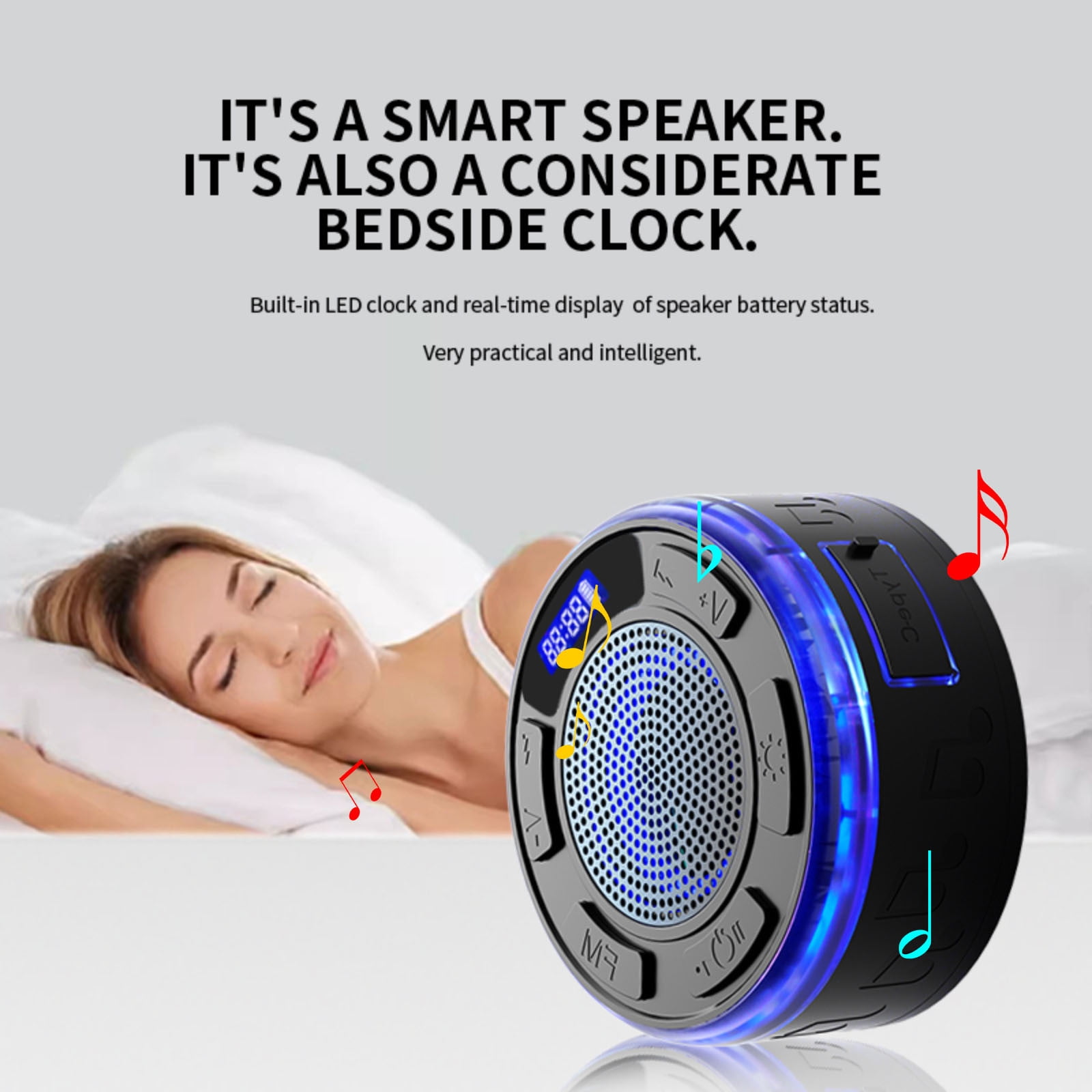 IPX7 Waterproof Bluetooth Speaker with Detachable Suction Cup, RGB Color Changing LED Shower Speaker, Portable Outdoor Speaker for Pool Beach and Camping, Wireless bluetooth audio