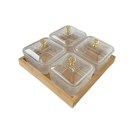 

Serving Tray with Wood Serving Tray Serving Dish for Food Condiments Bread four frames