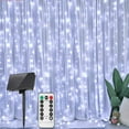 thumbnail image 6 of Solar Curtain Lights Fairy Lights 8 Modes Remote Control Waterproof Solar Garden Light Waterfall Fairy String Light Durability(Positive white 200 lights), 6 of 9