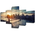 thumbnail image 1 of TISHIRON 5PCS Framed City Canvas Wall Art Set,60"x40" Brooklyn Bridge Manhattan Cityscape Canvas Art Decor, 1 of 7