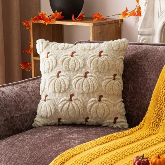 Tdxkok Halloween Flannel Stitched Cushion Cover A Embroidered Throw Pillow Sleeve Festival Sofa Decor Case Soft Plush Home Decor Pillow Cover for Halloween