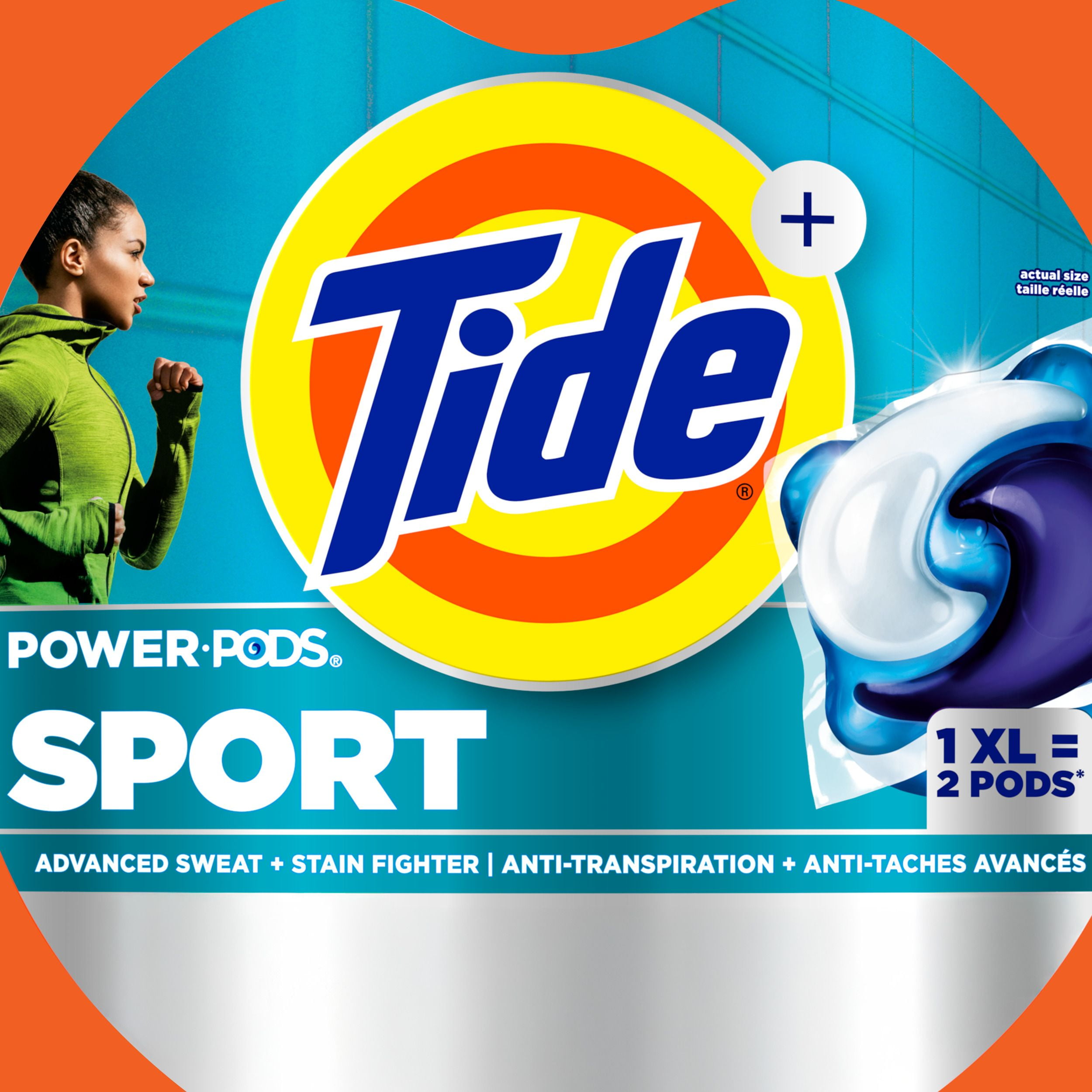 Tide Power Pods Sport Laundry Detergent Pacs, Advanced Sweat + Stain Fighter, 45CT