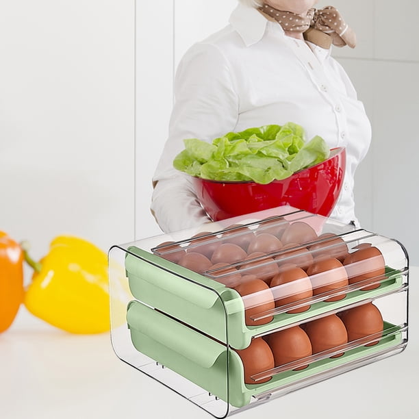 Contenedor Para Almacenar Huevos, Cajón Para Huevos De Doble Capa, Bandeja Para Huevos Para Refrigerador, Cajón Para Huevos, Características De Vanguardia | En Línea