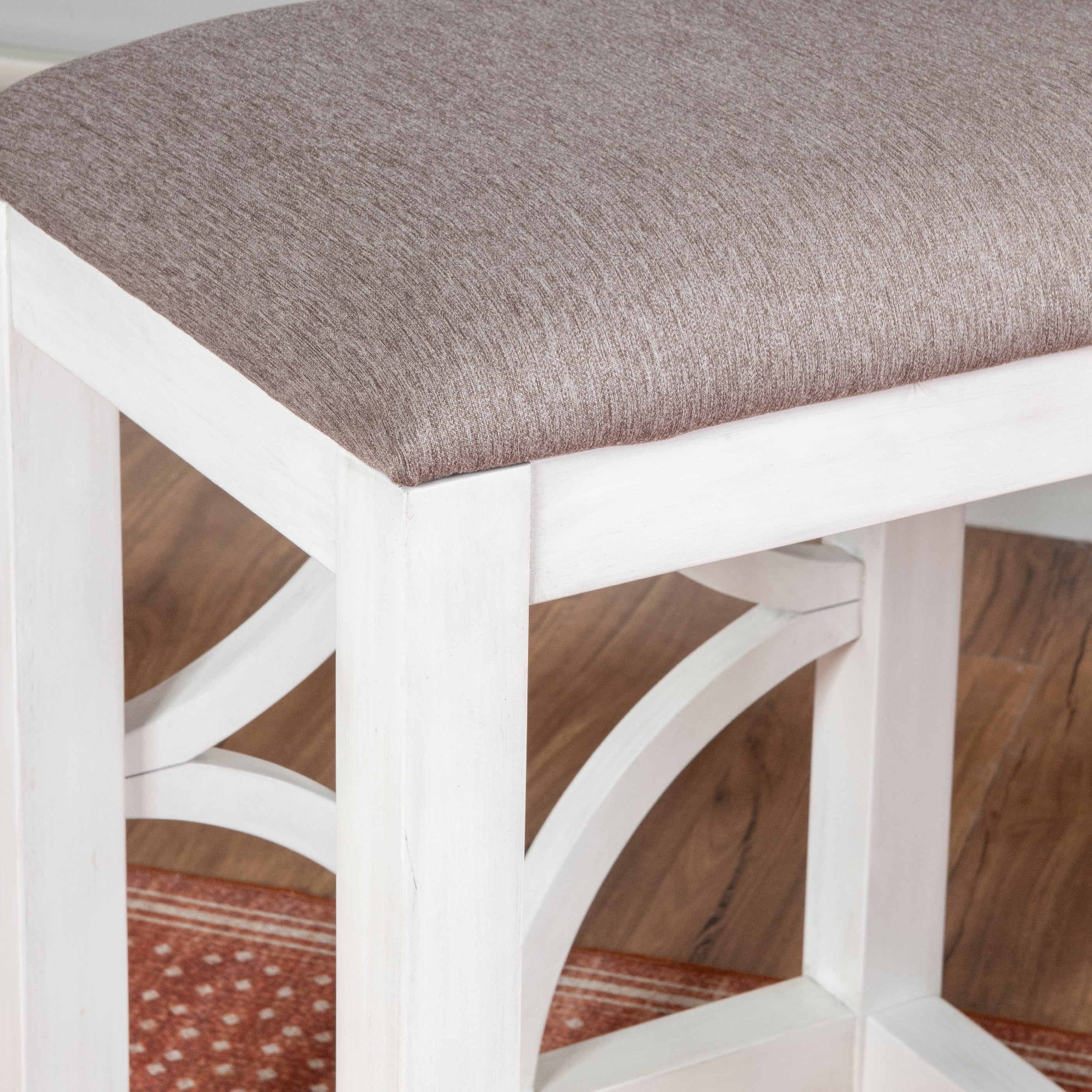 Powell Malfoy 5-Piece Nesting Console Table Set with 3 Stools, Antique White
