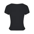 thumbnail image 4 of Scyoekwg Womens T Shirts Trendy Round Neck Slim Short Tops Short Sleeve T Shirts Casual Loose Lightweight Summer Solid Color Soft Comfy Blouses (Black,XL), 4 of 4