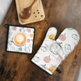 thumbnail image 5 of Fall Pumpkin Kitchen Oven Mitt and Pot Holder Sets 2 Pcs for Baking, Cooking and Grilling, Heat Resistant Up To 392 °F, 5 of 7