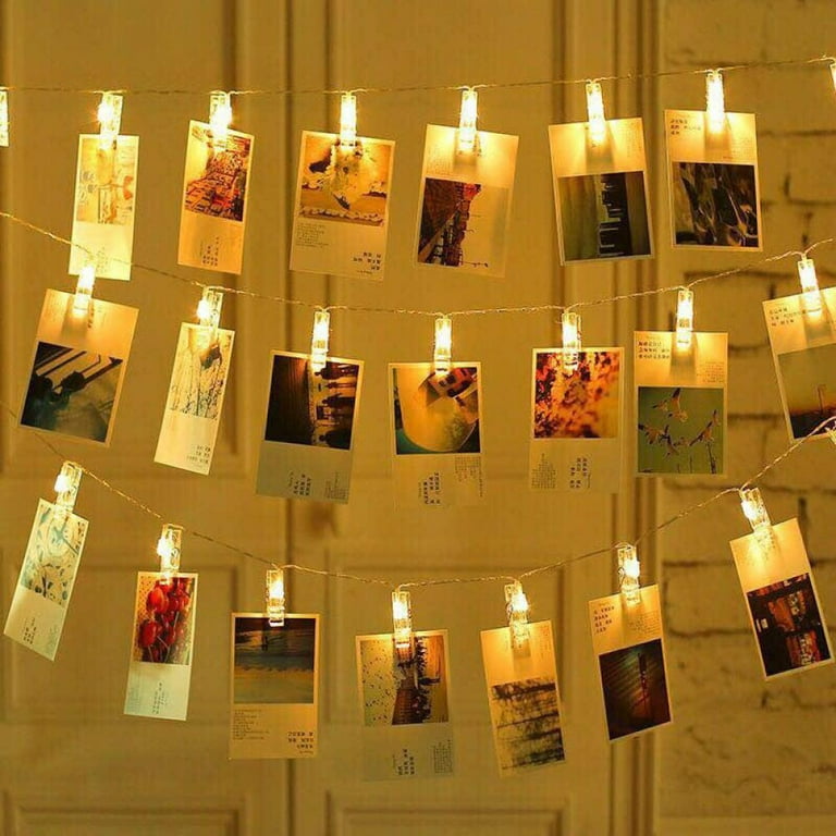 50 LED Photo Picture Clip Light Hanging Card Holder Fairy String Lights  Christmas Hanging Wall Decor 