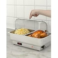 thumbnail image 3 of Lot de 2 Plats Électriques Anti-Frottement 9 QT à Température Réglable, Réchauffe-Nourriture à Dessus Roulé avec Poêle Pleine Grandeur, Serveurs et Réchauffe-Buffets en Acier Inoxydable, Réchauffe-Nourriture à Affichage de Température avec Couvercle Transparent pour Fêtes, 3 of 8