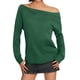 thumbnail image 1 of Blusa de manga larga con hombros descubiertos para mujer - Camiseta informal de verano de color liso, 1 of 6
