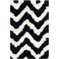 thumbnail image 4 of SAFAVIEH Barcelona Carmella Chevron Stripes Shag Area Rug, Ivory/Black, 3' x 5', 4 of 9