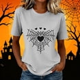 thumbnail image 2 of Uootdi Halloween Womens Tops Short Sleeve Simple Spider Web Heart Graphic Relax Fit Casual T Shirt Halloween Everyday Outfit Blouses, 2 of 8