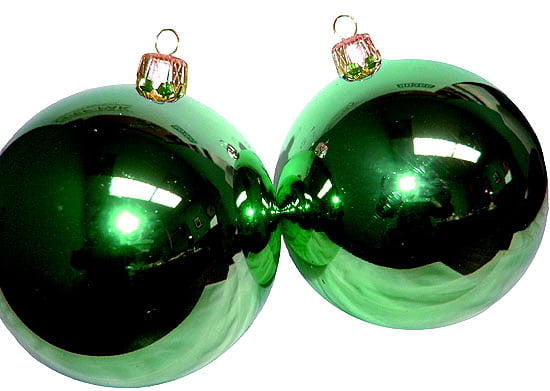 8 inches #2I12 LED Glass Orb Christmas Decoration Scattered Leaves Green 