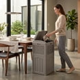 thumbnail image 6 of Devoko  All-Weather use Trashbin with Lid, Patio Resin Hideaway Trash Can with Waterproof for Backyard, Light Brown, 6 of 7
