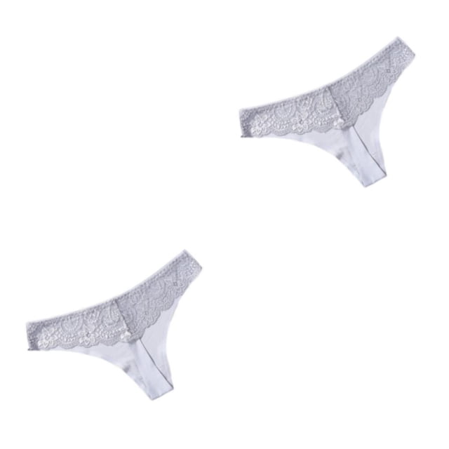 Jumpingount Bragas de tiro bajo Tanga Ropa interior de mujer Tanga Lavable Atractivo Elasticidad Transpirable Dama Ropa de dormir Gris claro L Gris claro L 2piezas