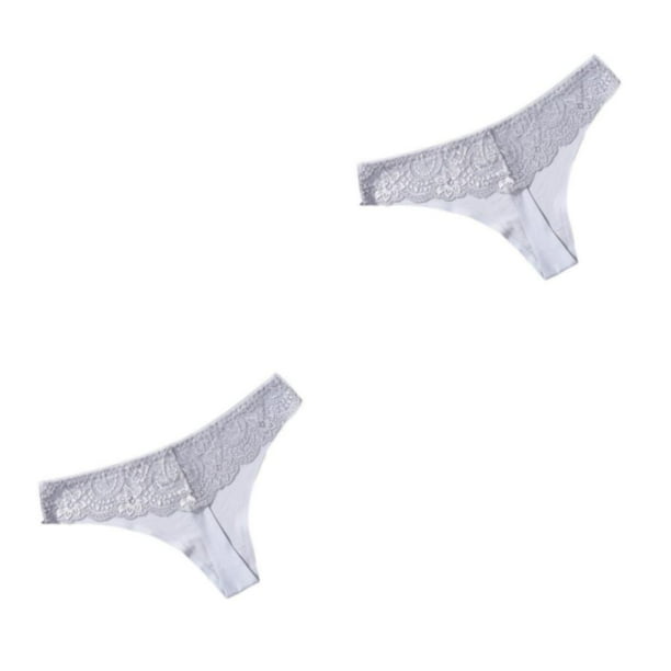 Sonducket Bragas de tiro bajo Tanga Ropa interior de mujer Tanga Lavable Accesorio para citas Mano de obra fina Transpirable Hollow-out Light Gris claro XXL 2Conjunto