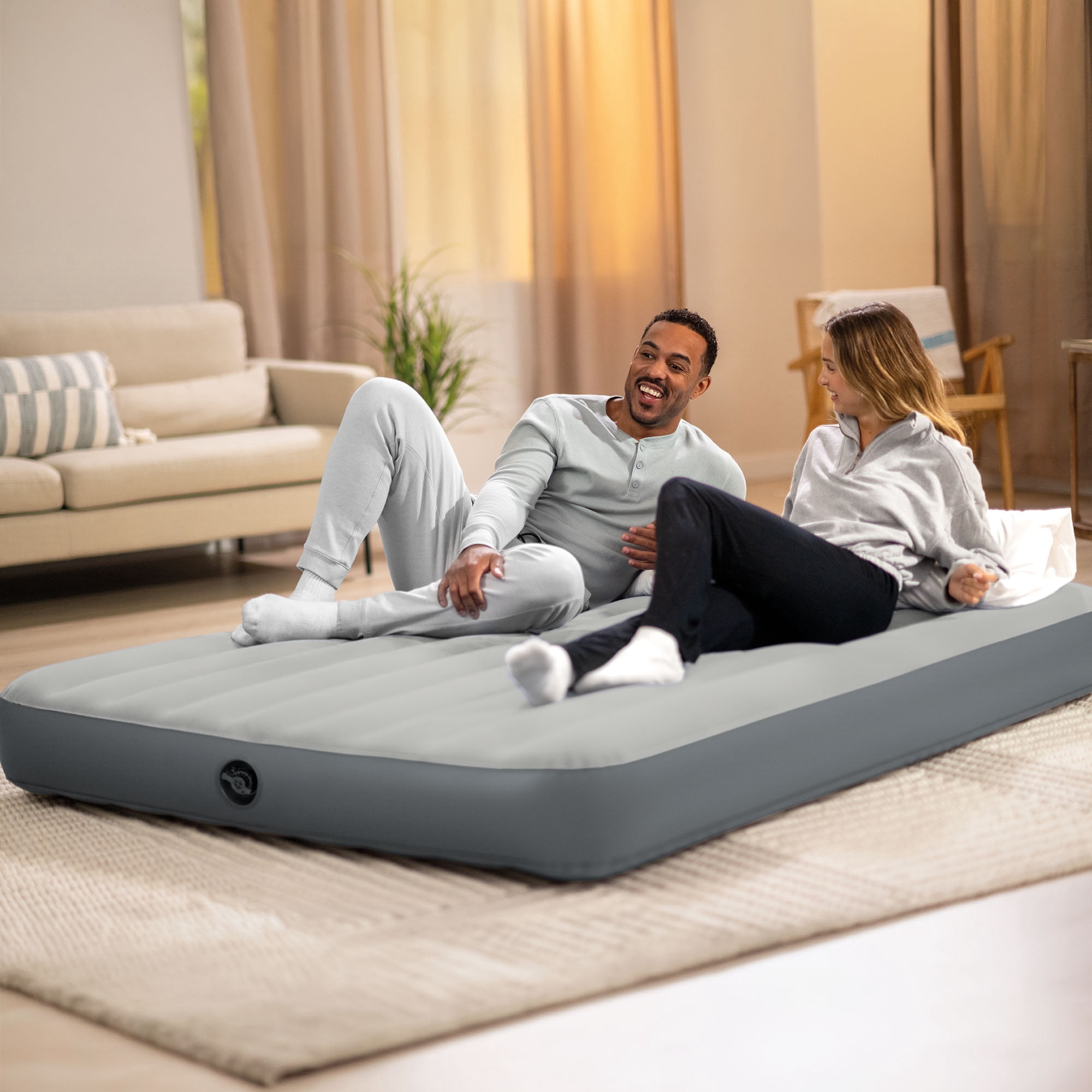 Intex: Dura-Beam Airbed - Queen, Grey - 10" Single-High Inflatable Mattress, Fiber-Tech Construction, Velvety Sleep Surface, 80x60", 2 Person, 64103FL