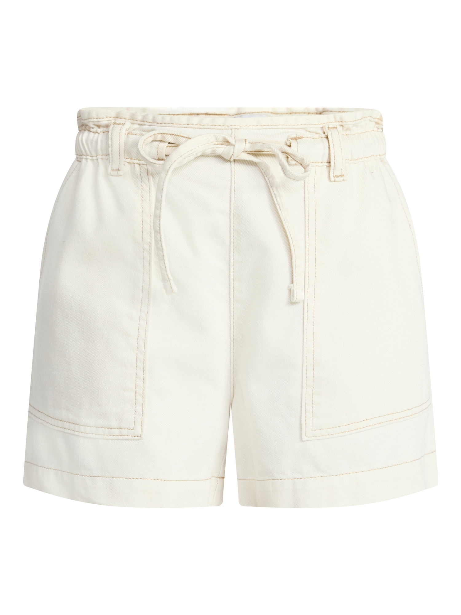 Time and Tru Women's Drapey Twill Utility Shorts, 4" Inseam, Sizes XS-XXXL