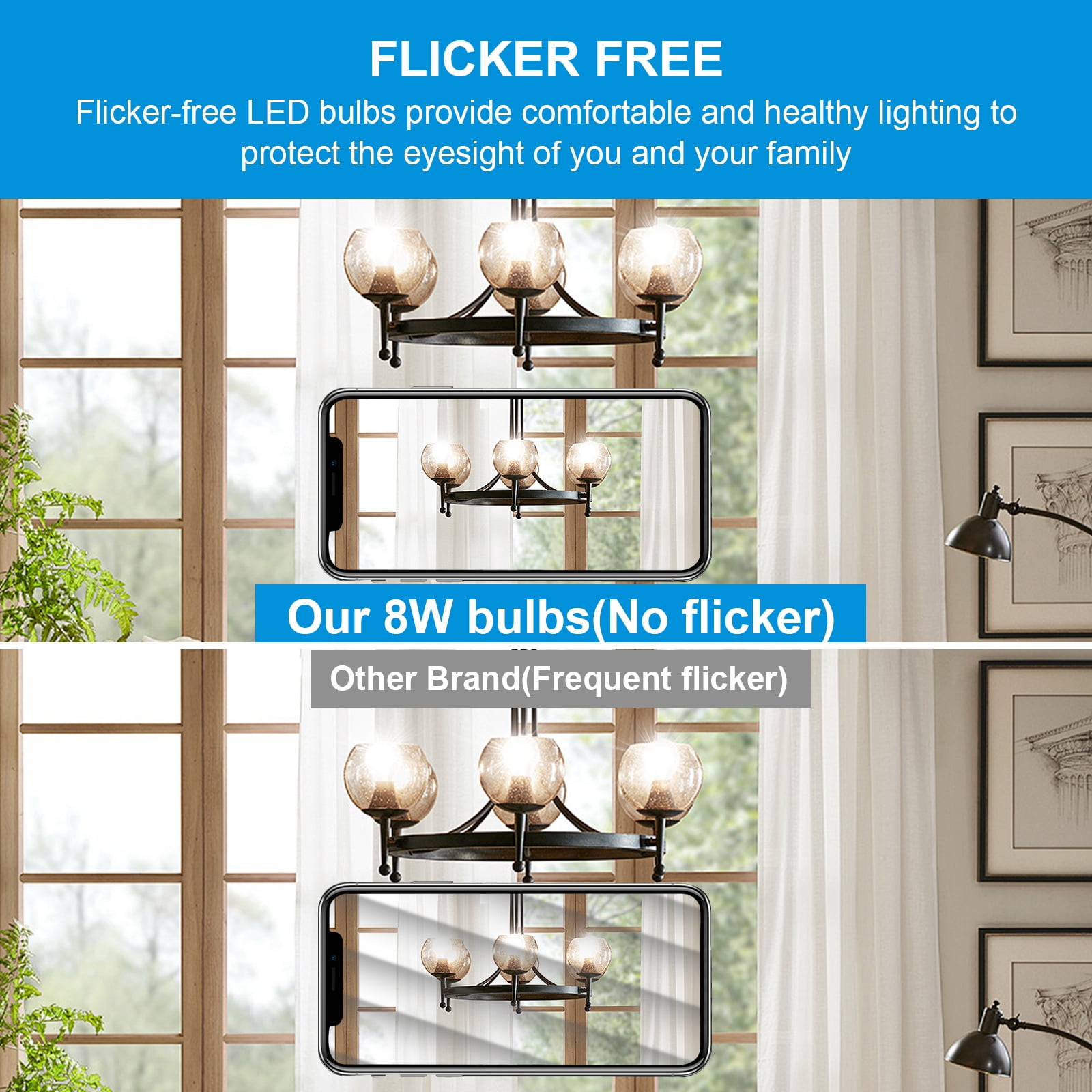 DAYBETTER A19 Vintage LED Edison Bulbs,NO-Dimmable Light Bulbs 60W Equivalent,5000K White, 8W E26 Standard Base, 800Lumens, CRI80+, Clear Glass Filament Bulb for Home, Farmhouse,24 pack
