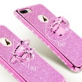 thumbnail image 4 of Apple iPhone 8 / iPhone 7 Case, Ring Kickstand Glitter Shock Proof Bling Case for Girls Women - Hot Pink, 4 of 5