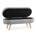 thumbnail image 6 of LoLado 43.5" Accent Ottoman Oval Storage Bench, Modern Linen Fabric Upholstered Indoor Bench with Rubber Wood Legs for Living Room Bedroom Entryway, Grey, 6 of 8