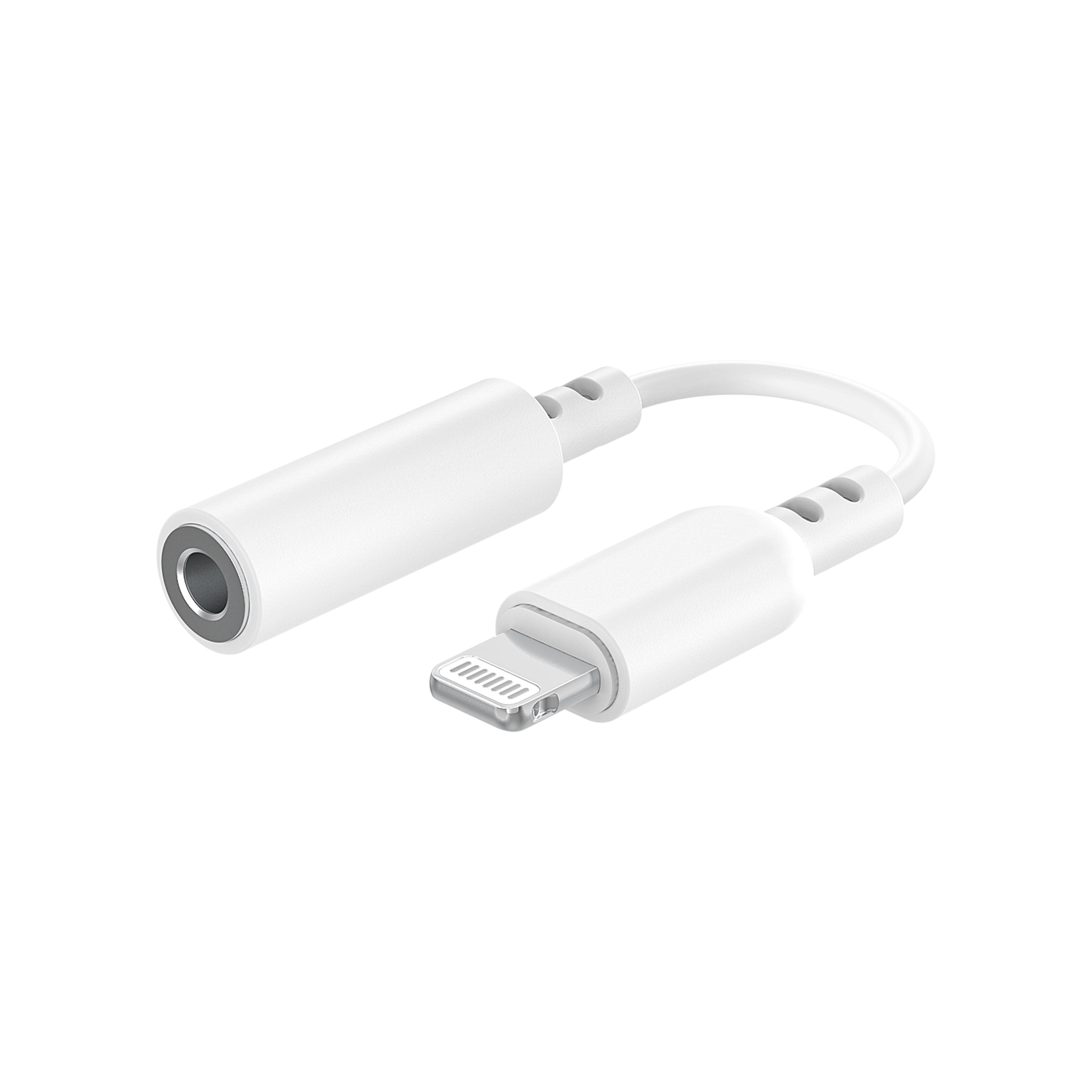 (5 pack) onn Lightning to 3.5 mm AUX Adapter, MFi Certified, White