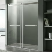 ANZZI Kahn Series 60 in. W x 76 in. H Frameless Sliding Shower Door in Brushed Nickel