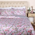 thumbnail image 2 of 300 Thread Count 100% Cotton Floral Duvet Cover & Pillow Shams Set, King/California King, Silver - Blue Nile Mills, 2 of 6