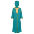 thumbnail image 3 of TiaoBug Kids Girls Boys Muslim Hooded Long Sleeves Gold Embroidered Maxi Arab Gown Islamic Abaya Dress Green 6, 3 of 6