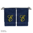 thumbnail image 3 of Monogrammed Washcloth Towel, Personalized Gift, 13x13 Inches - Set of 2 - Gold Script Embroidered Towel - Extra Absorbent 100% Turkish Cotton - Soft Terry Finish - Initial E Navy Towels, 3 of 3