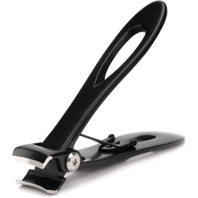 Nail clippers 16mm wide jaw opening for thick nails stainless steel black