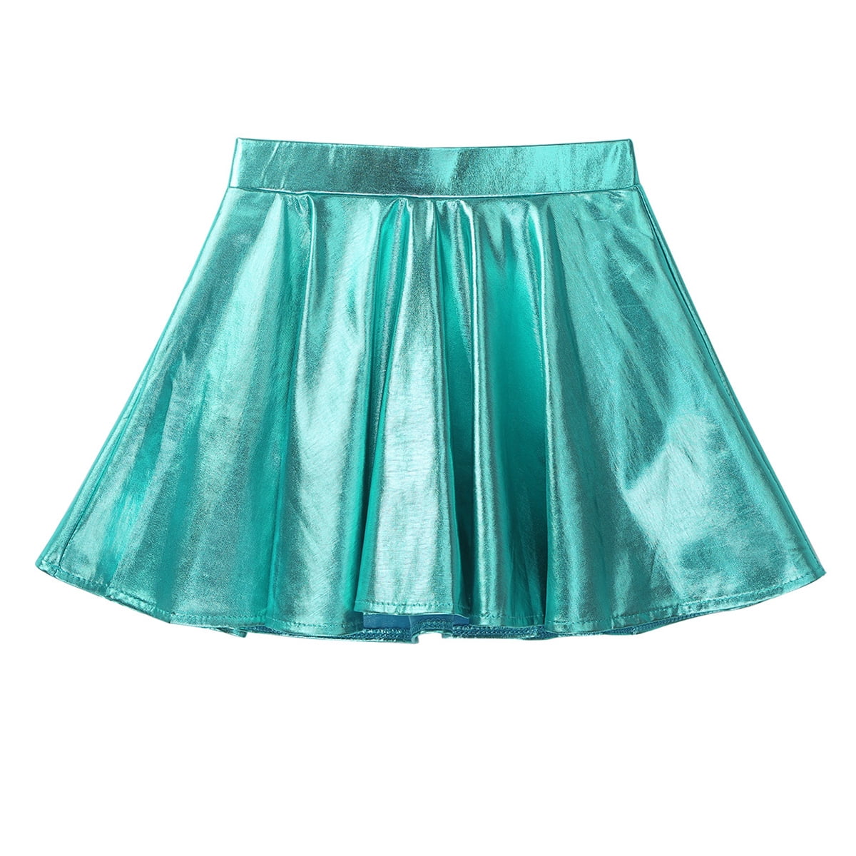 CHICTRY Girls Metallic Flared Dance Skirt Holographic Jazz Hip Hop Dance Costume,Sizes 6-14