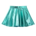 thumbnail image 2 of TiaoBug Kids Girls Glossy Metallic Mini Skater Skort Ballet Dance Flared Pleated Scooter Skirt Lake Green 10, 2 of 7